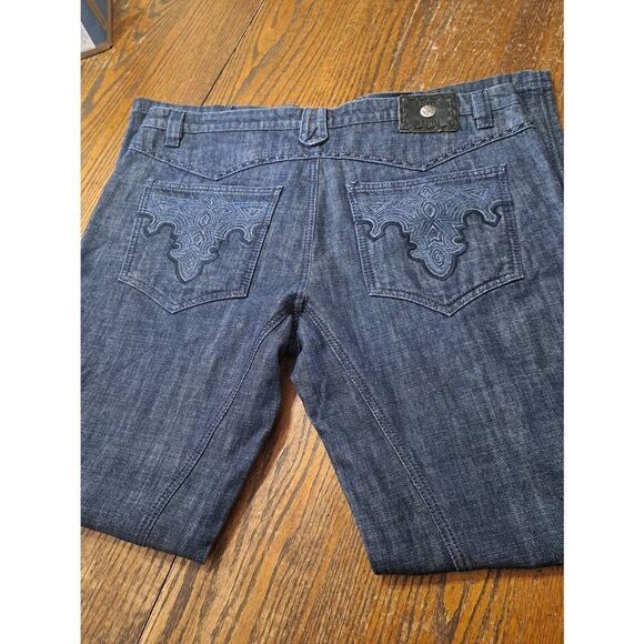 Vintage 40 Waist Antik Denim Streetwear Baggy Denim Blue Jeans Coin Button Fly - Picture 9 of 10